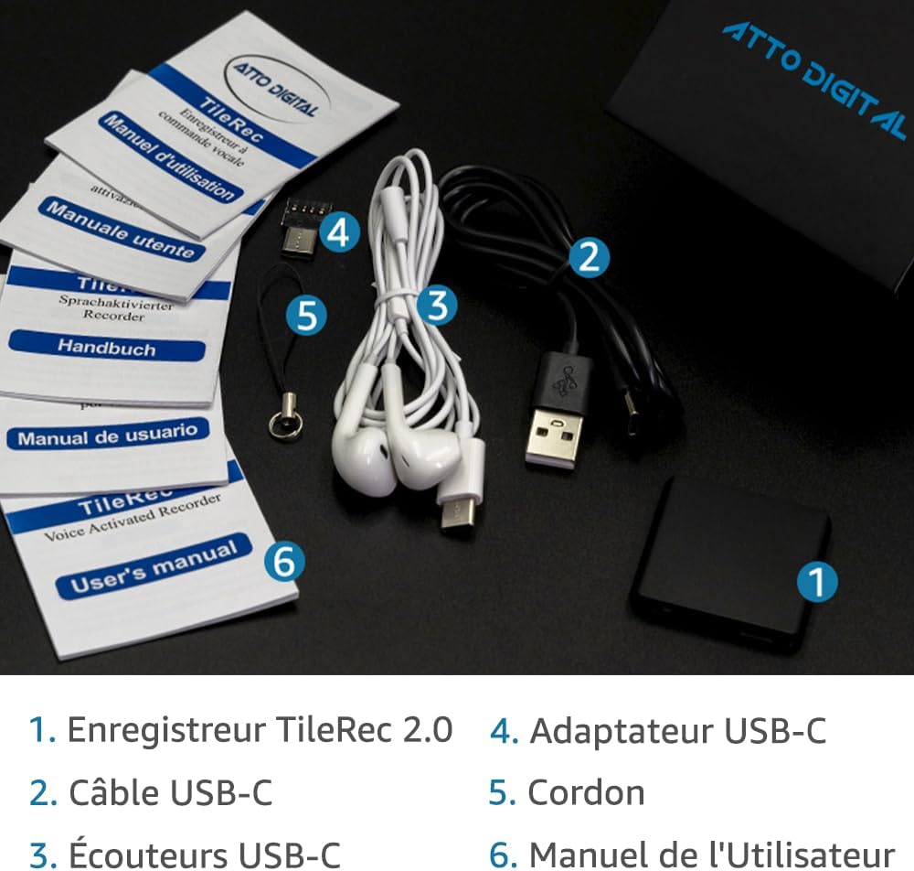 Mini Enregistreur Vocal Ultra-Fin, Activation Vocale, 1 145 h d’Autonomie – Image 5