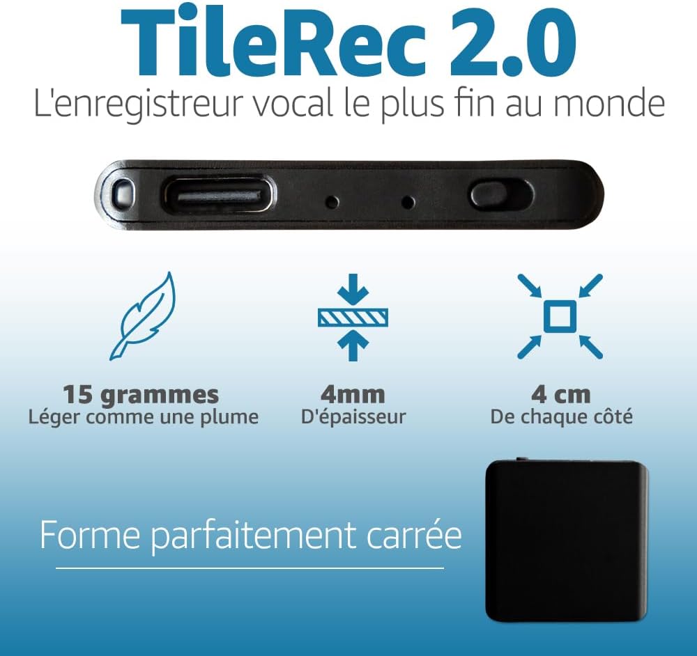 Mini Enregistreur Vocal Ultra-Fin, Activation Vocale, 1 145 h d’Autonomie – Image 2